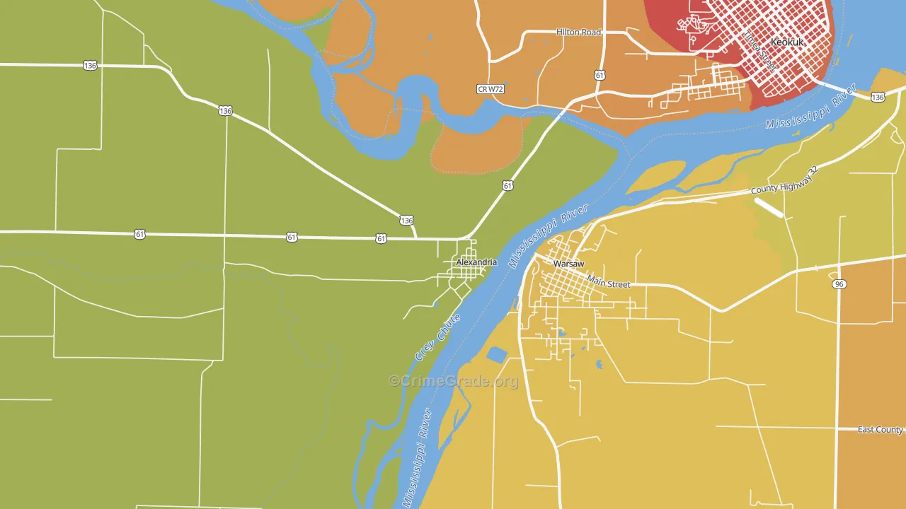 Alexandria, MO Map of Murder Rates