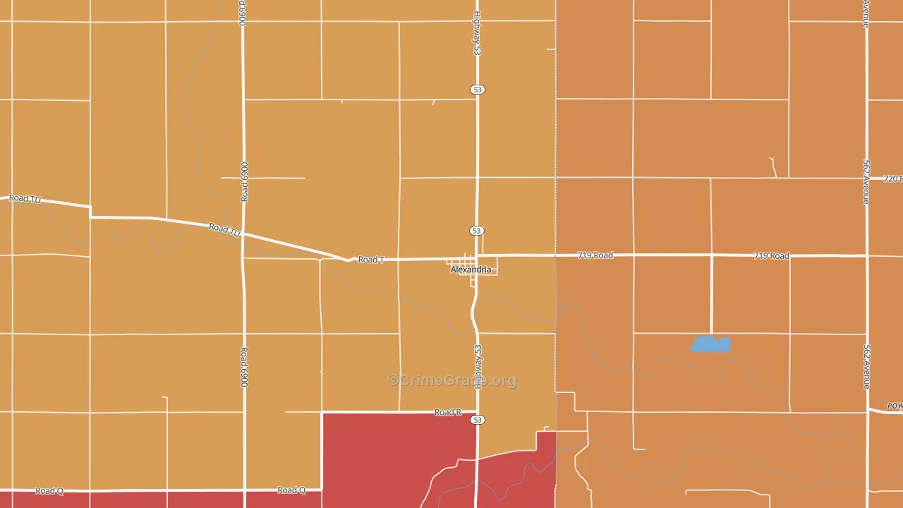 Alexandria, NE Map of Murder Rates