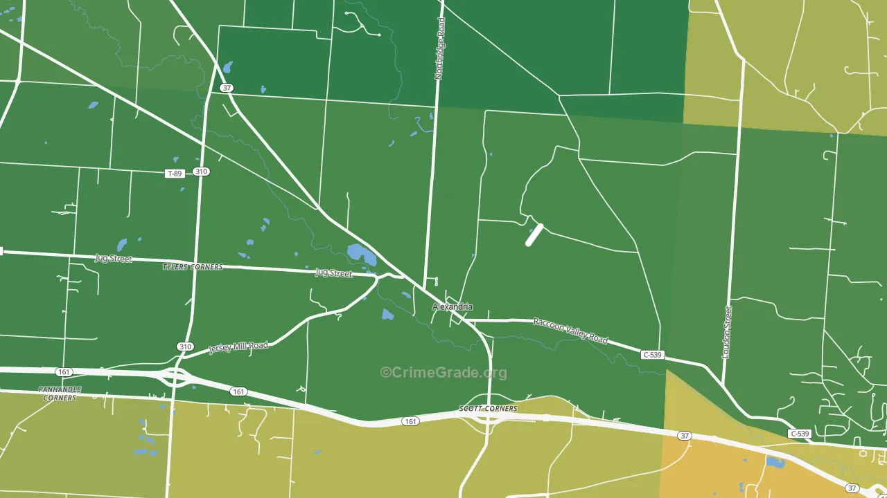 Alexandria, OH Map of Murder Rates