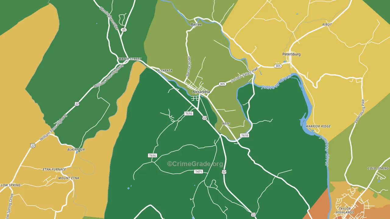 Alexandria, PA Map of Murder Rates