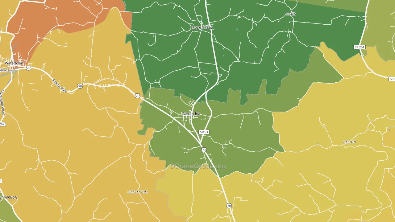 Alexandria, TN Map of Murder Rates