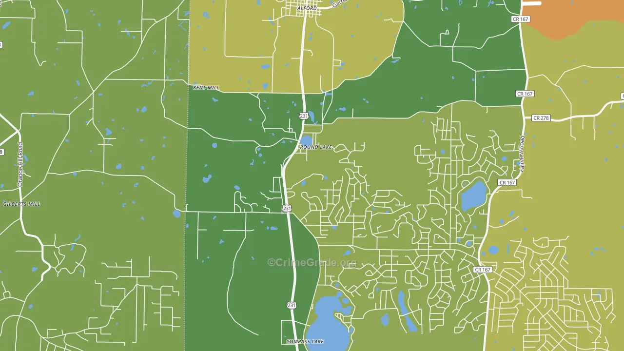 Alford, FL Map of Murder Rates