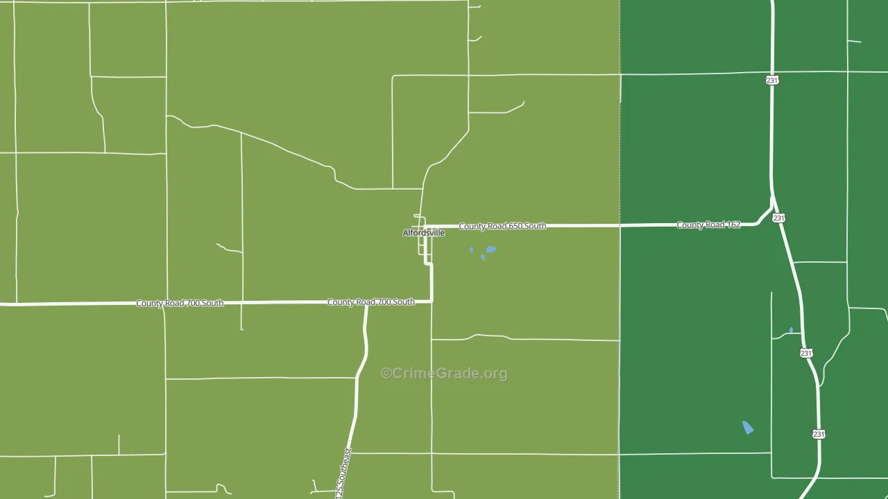 Alfordsville, IN Map of Murder Rates