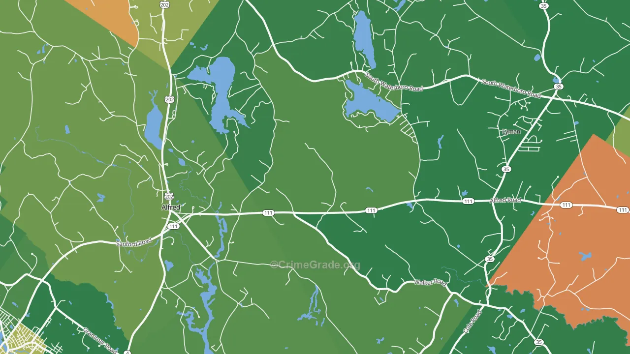 Alfred, ME Map of Murder Rates