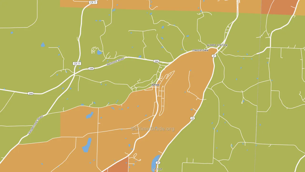Alfred, NY Map of Murder Rates