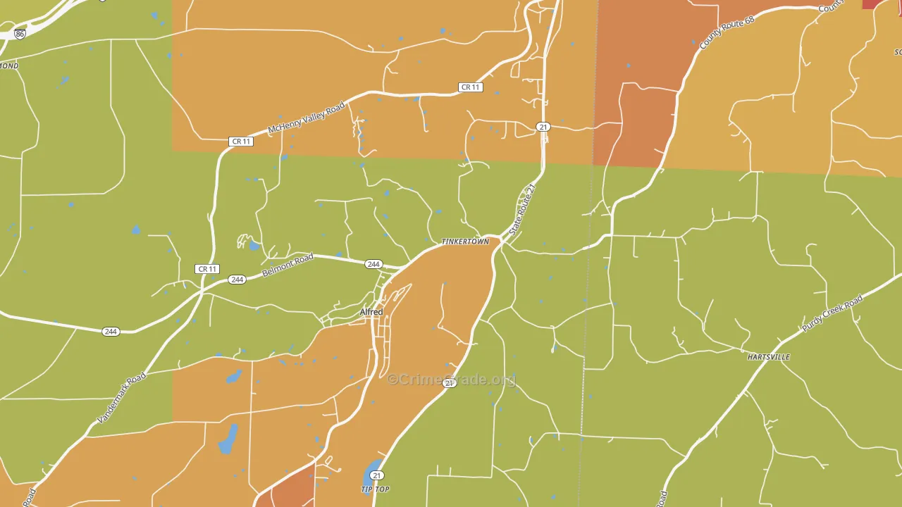 Alfred Station, NY Map of Murder Rates