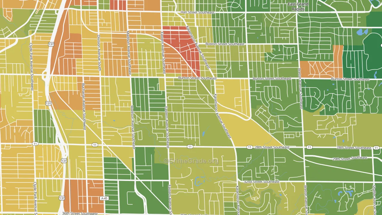 Alger Heights, Grand Rapids, MI Map of Murder Rates