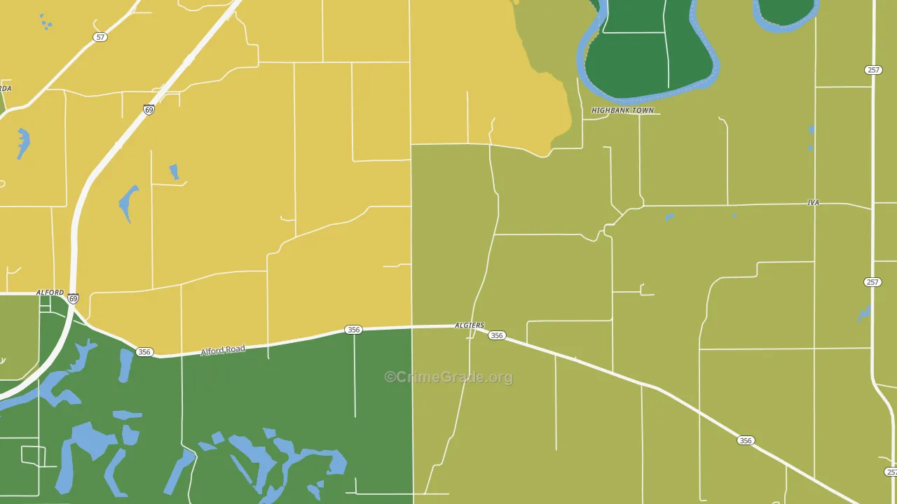 Algiers, IN Map of Murder Rates