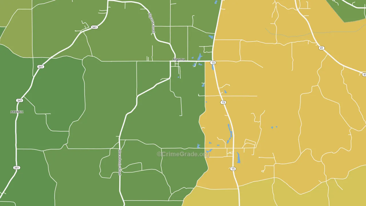Algoma, MS Map of Murder Rates