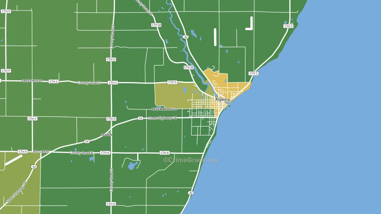 Algoma, WI Map of Murder Rates