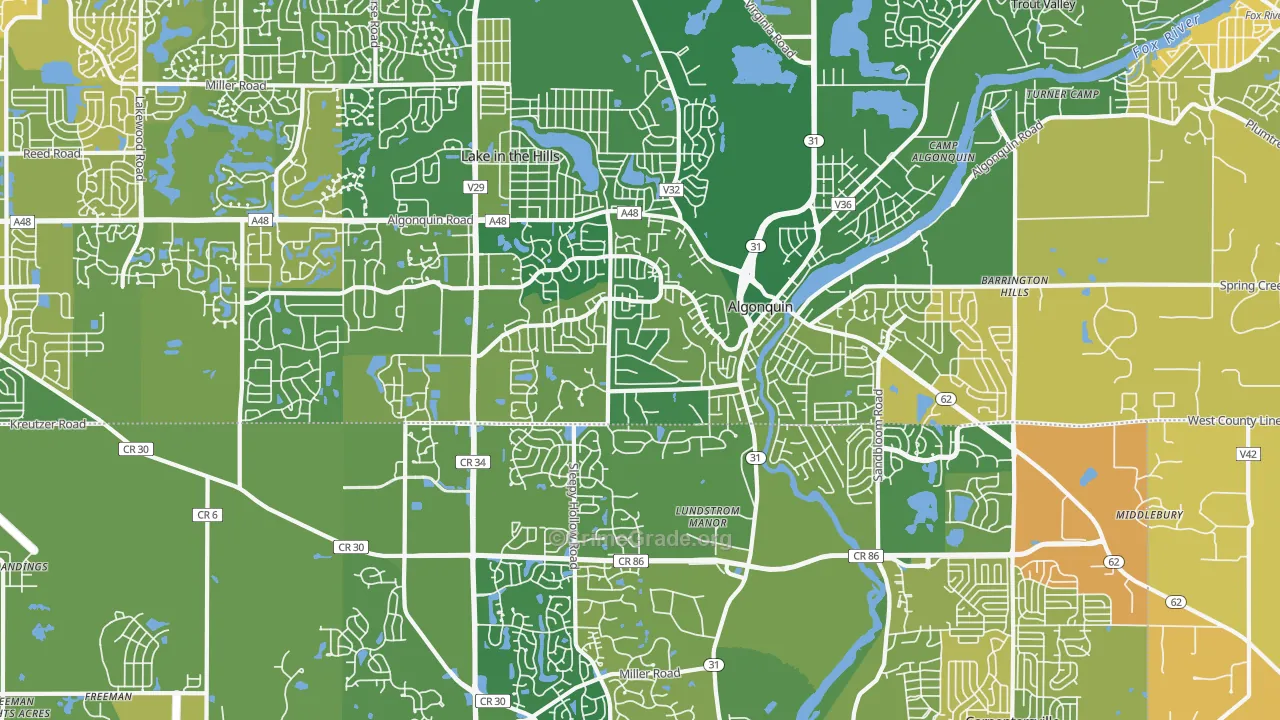 Algonquin, IL Map of Murder Rates