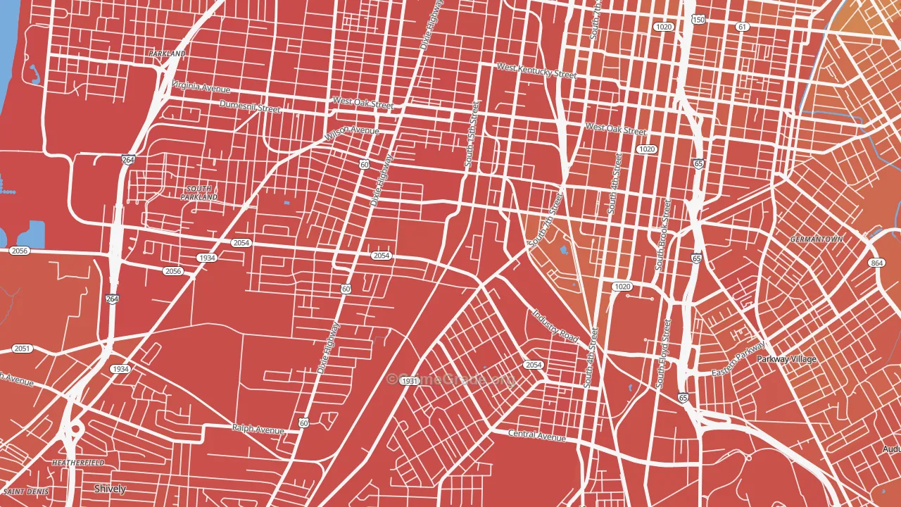 Algonquin, Louisville, KY Map of Murder Rates