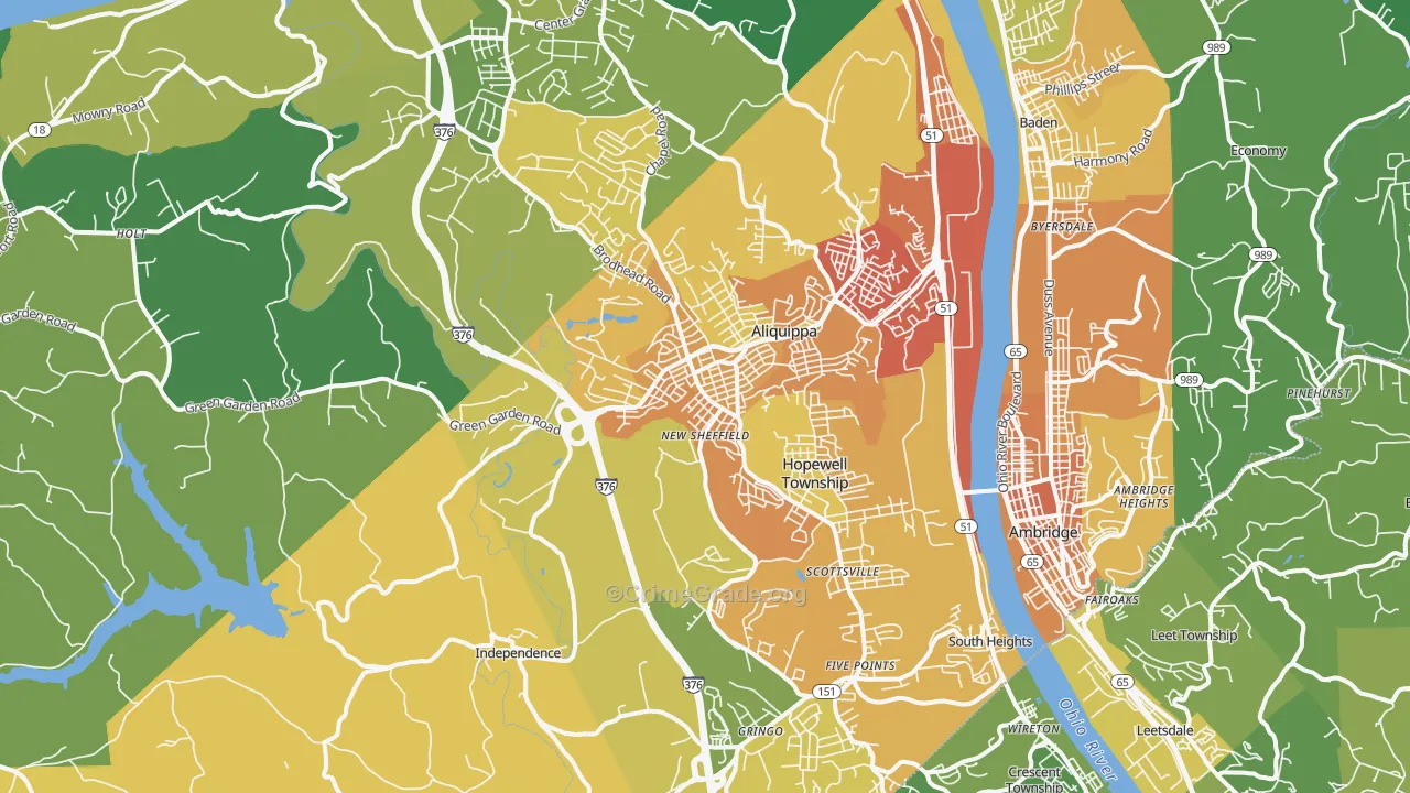 Aliquippa, PA Map of Murder Rates