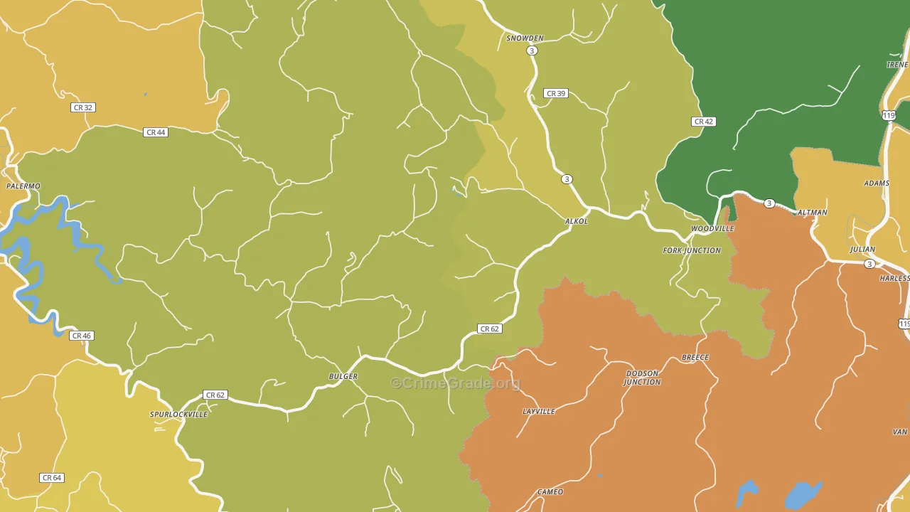Alkol, WV Map of Murder Rates