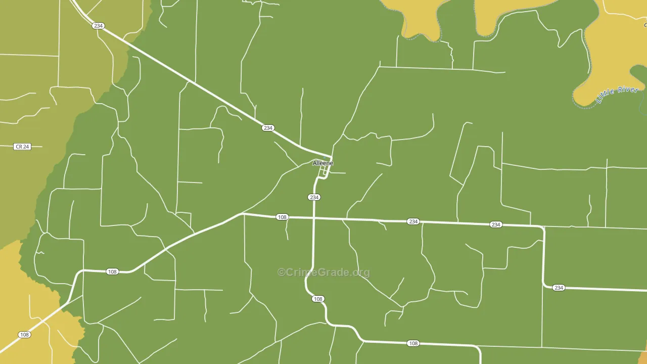 Alleene, AR Map of Murder Rates