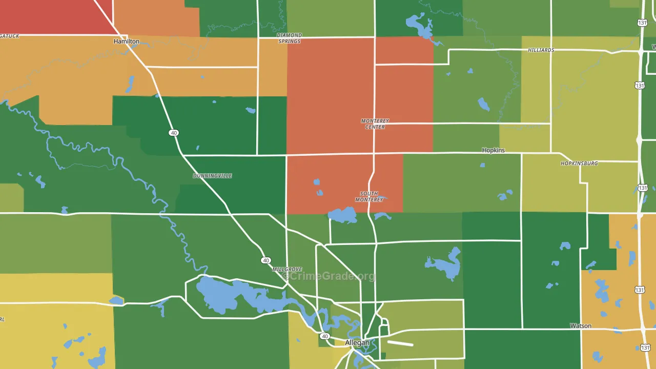 Allegan County, MI Map of Murder Rates