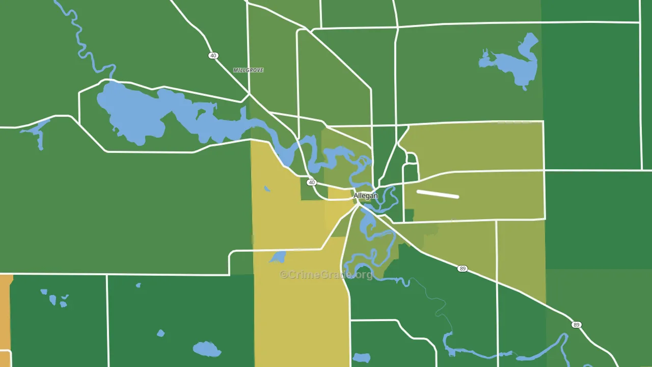 Allegan, MI Map of Murder Rates