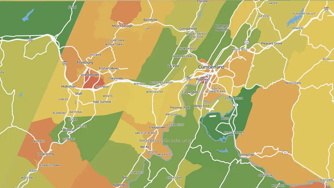 Allegany County, MD Map of Murder Rates