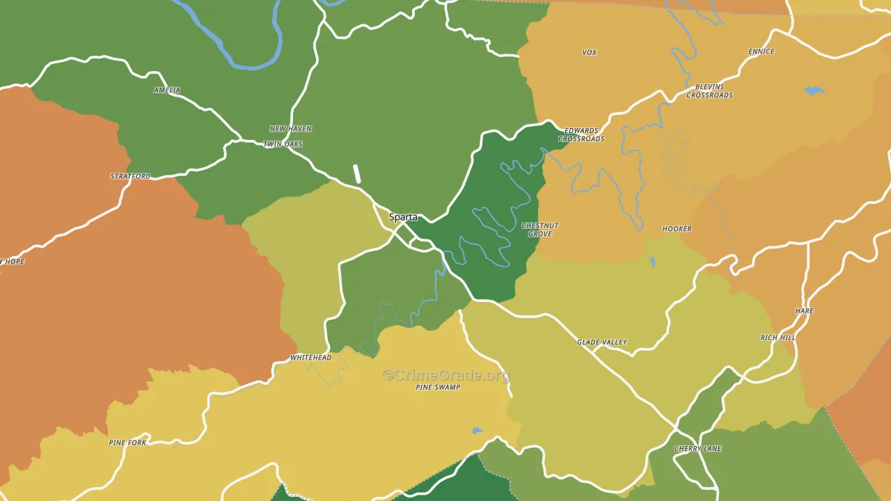 Alleghany County, NC Map of Murder Rates