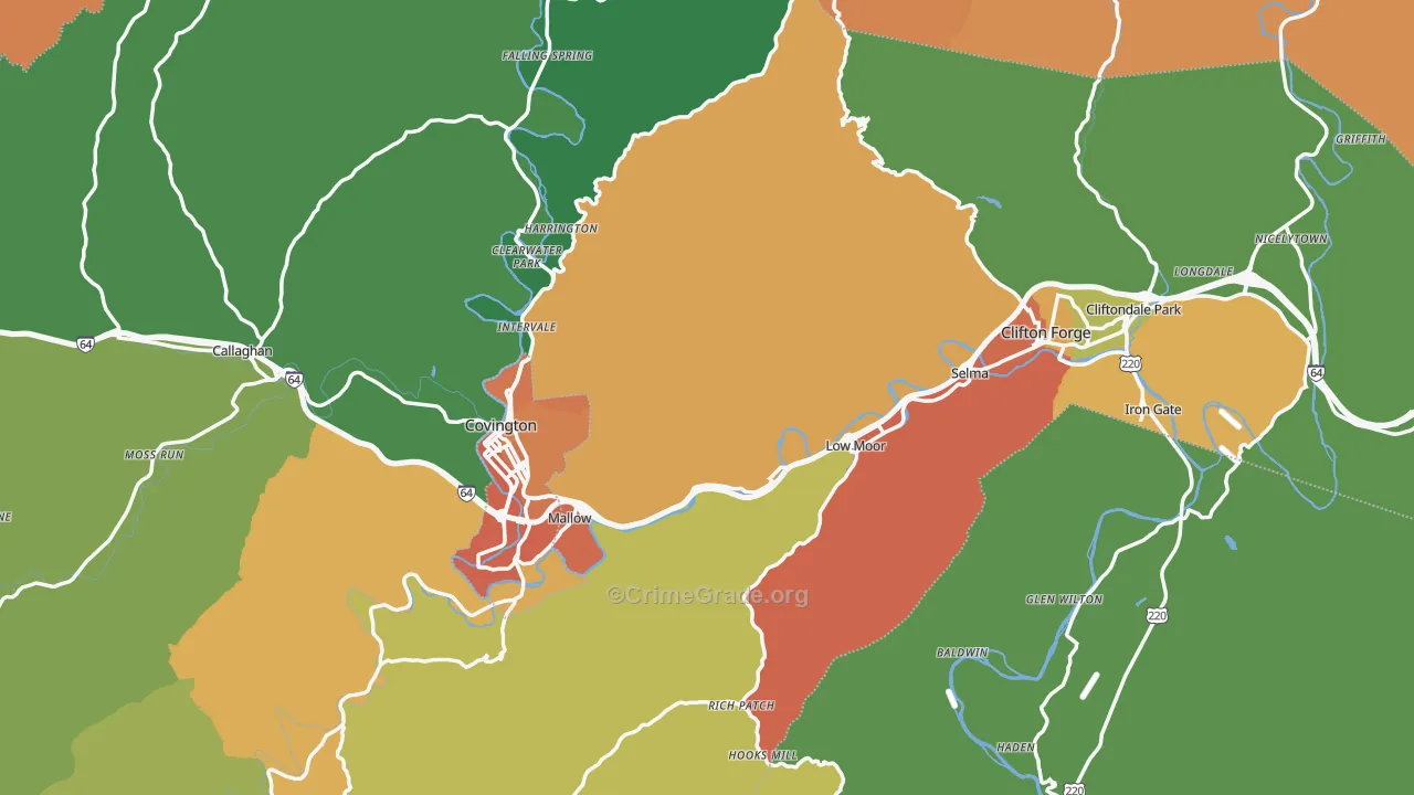Alleghany County, VA Map of Murder Rates