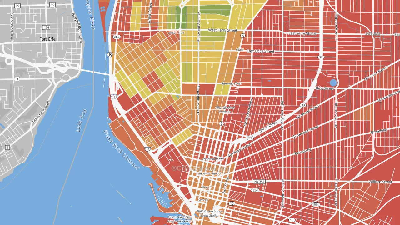 Allen, Buffalo, NY Map of Murder Rates