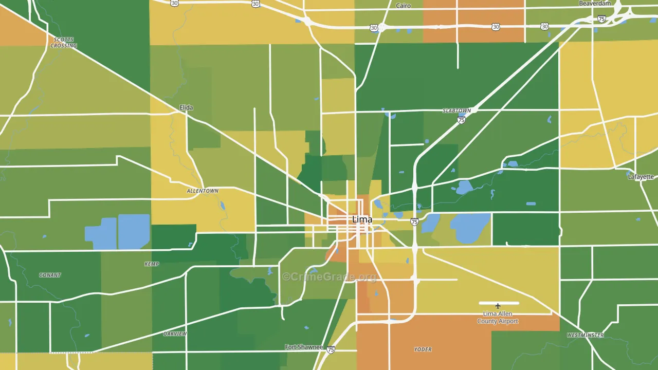 Allen County, OH Map of Murder Rates
