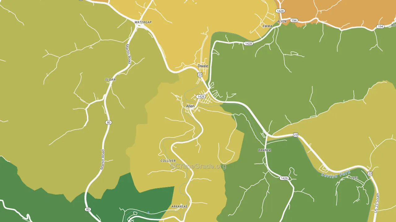Allen, KY Map of Murder Rates