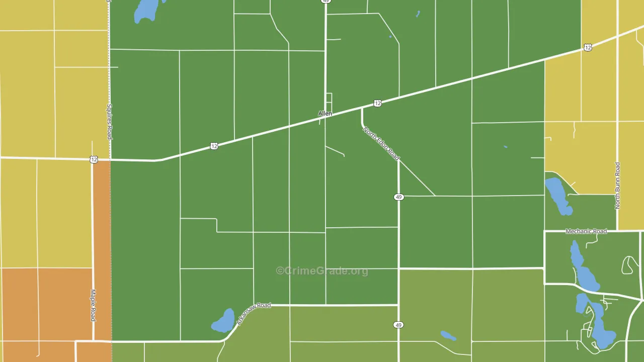 Allen, MI Map of Murder Rates