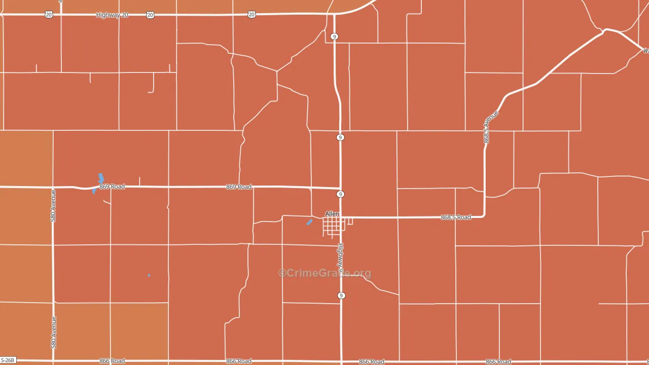 Allen, NE Map of Murder Rates