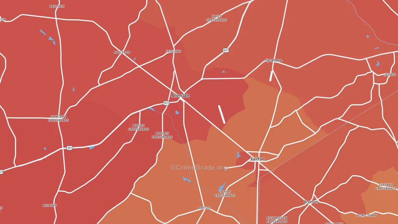 Allendale County, SC Map of Murder Rates