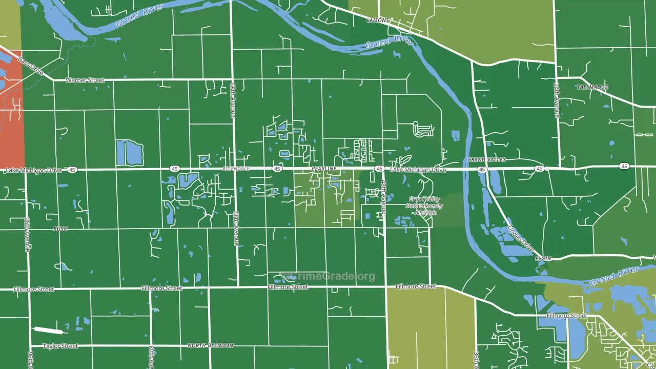Allendale, MI Map of Murder Rates