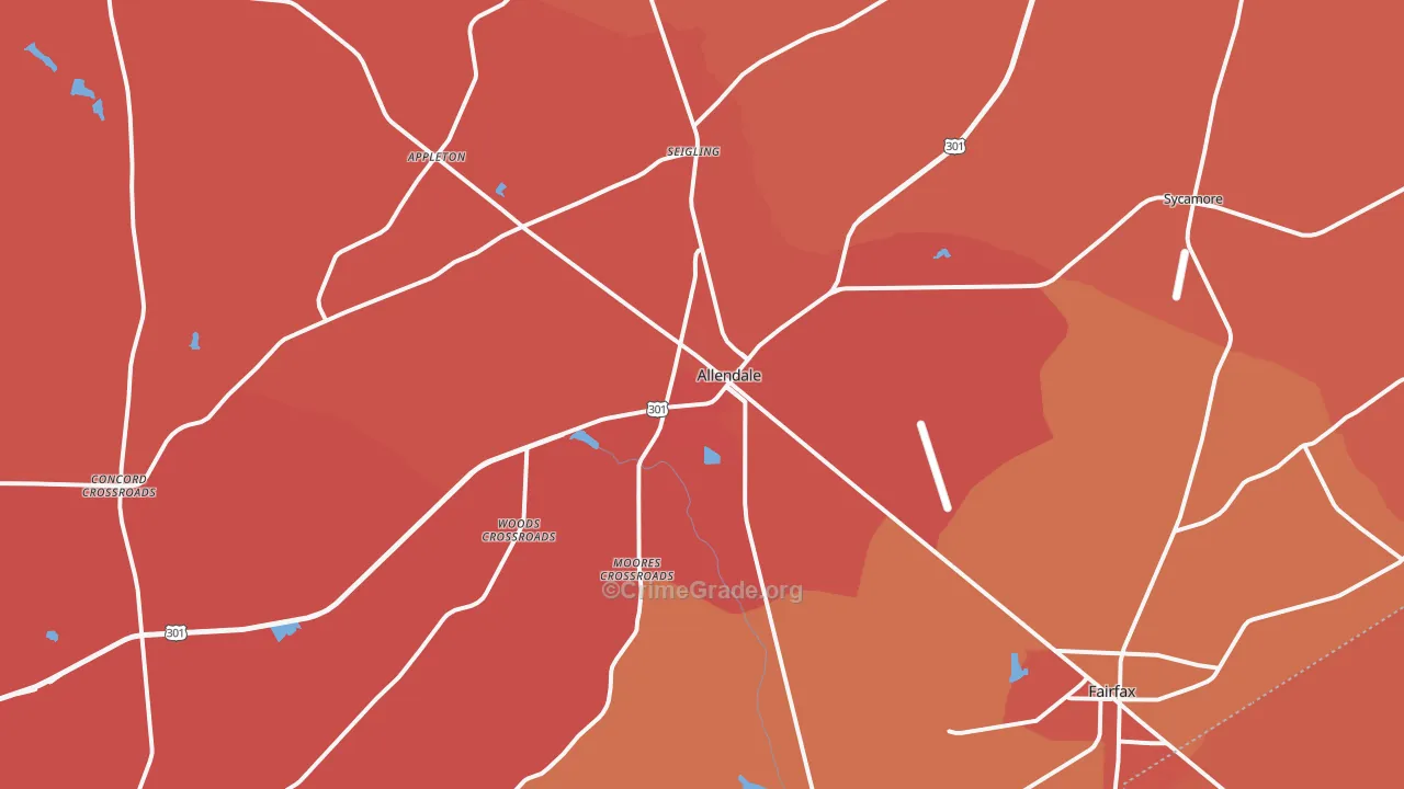 Allendale, SC Map of Murder Rates