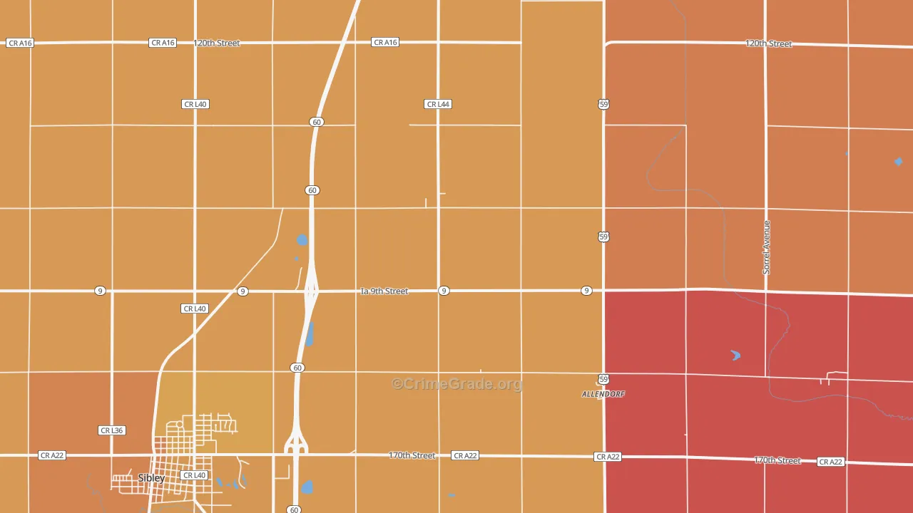 Allendorf, IA Map of Murder Rates