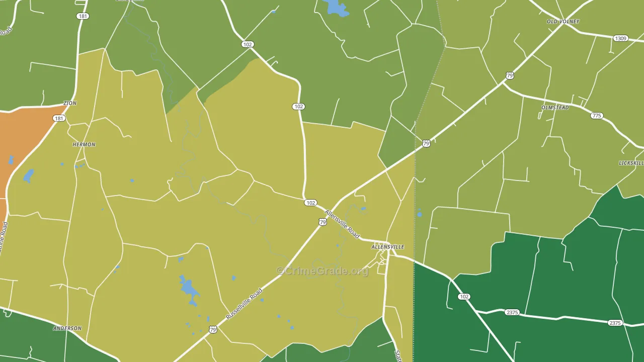 Allensville, KY Map of Murder Rates