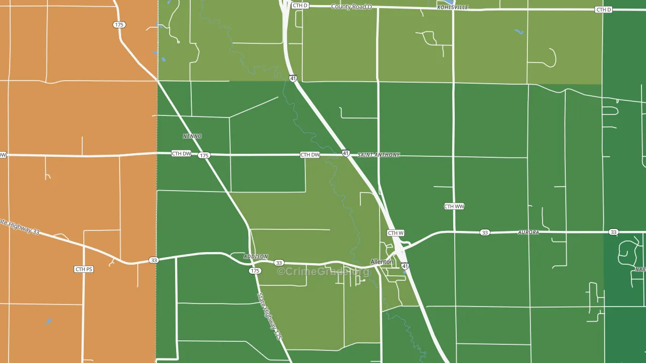 Allenton, WI Map of Murder Rates