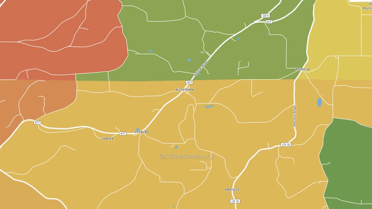 Allentown, NY Map of Murder Rates