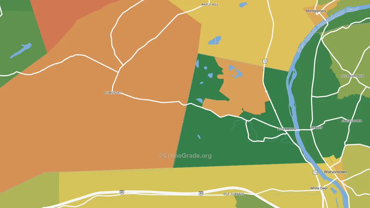 Allenwood, PA Map of Murder Rates