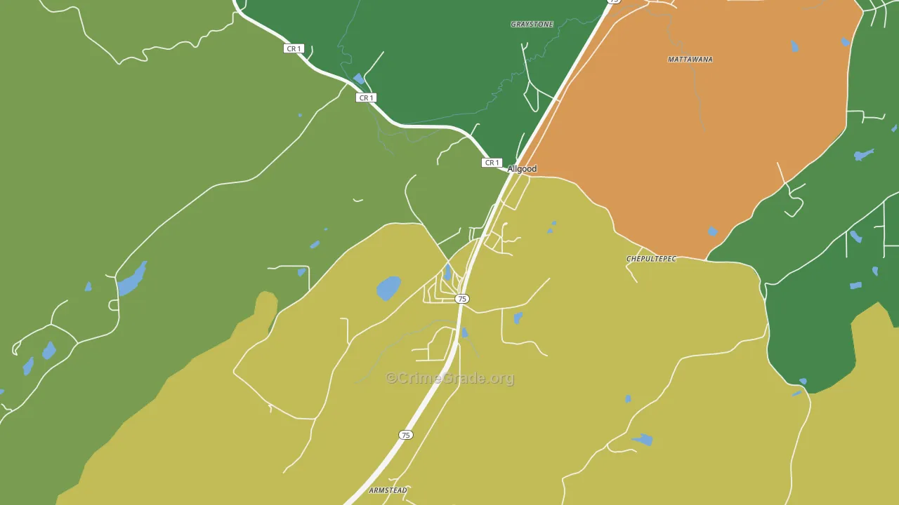 Allgood, AL Map of Murder Rates