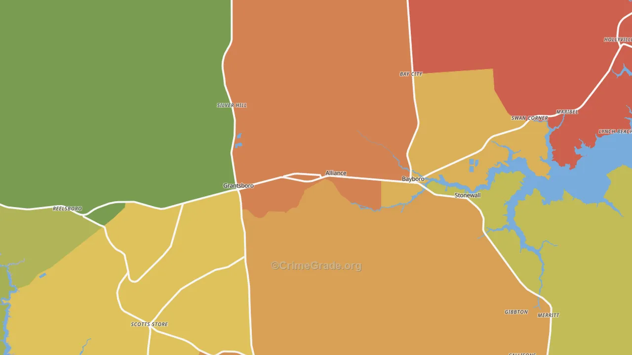 Alliance, NC Map of Murder Rates