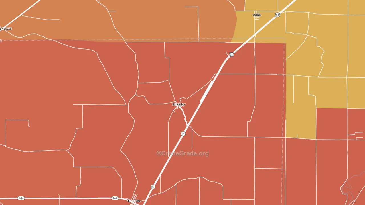 Alligator, MS Map of Murder Rates