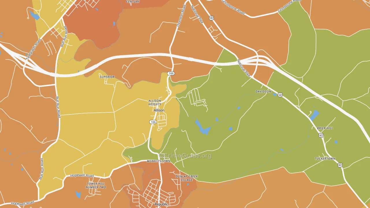 Allison, PA Map of Murder Rates