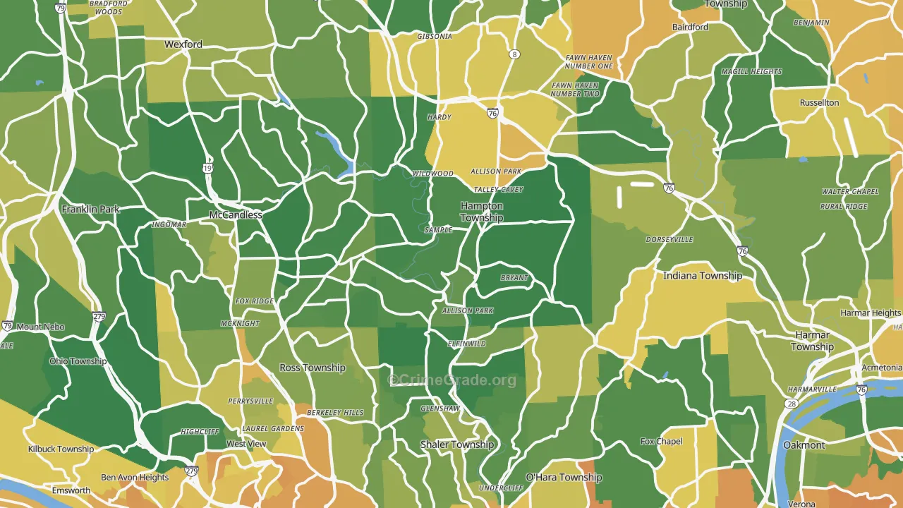 Allison Park, PA Map of Murder Rates
