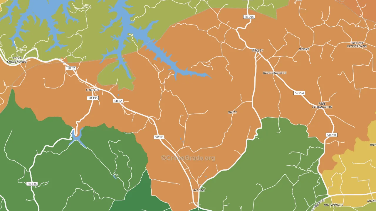 Allons, TN Map of Murder Rates