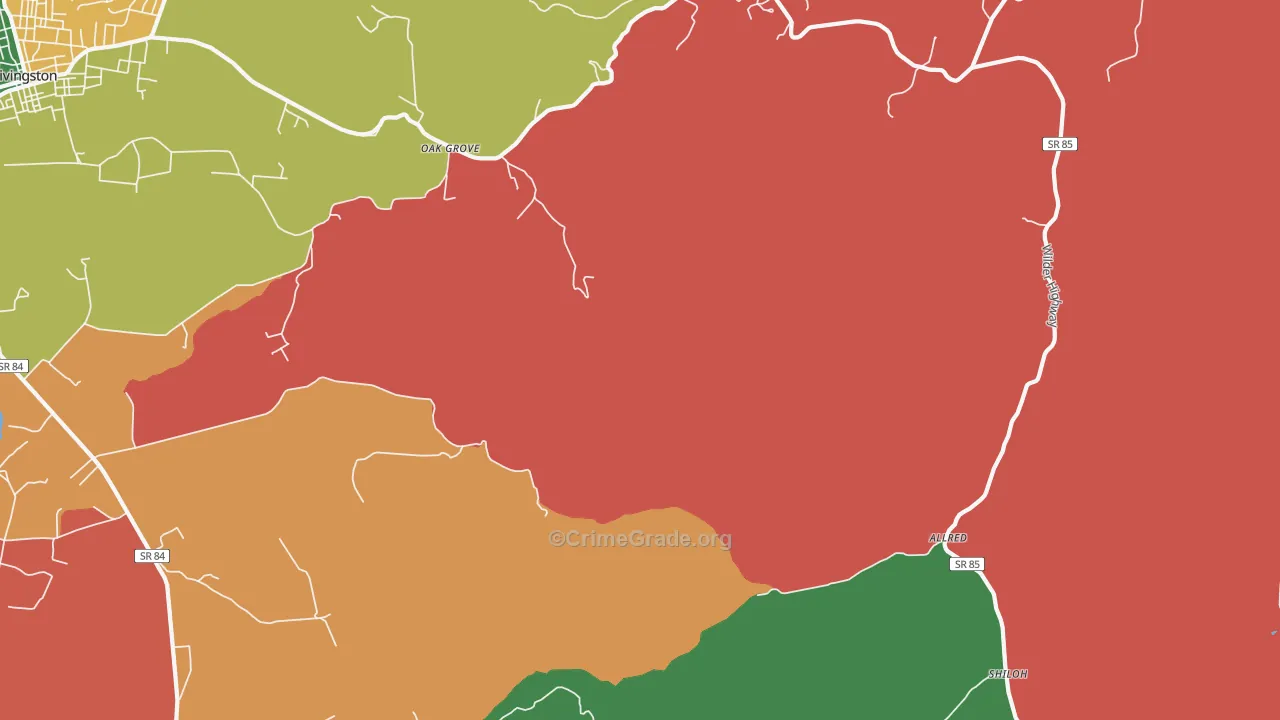Allred, TN Map of Murder Rates