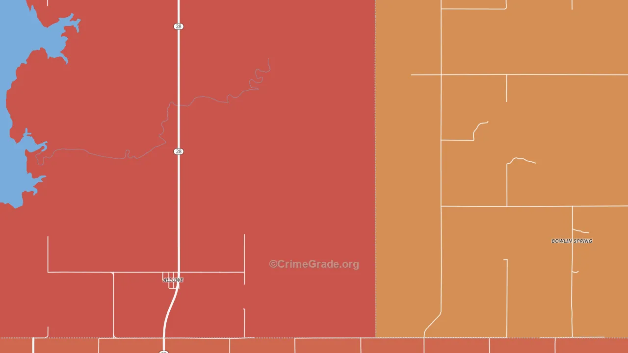 Alluwe, OK Map of Murder Rates