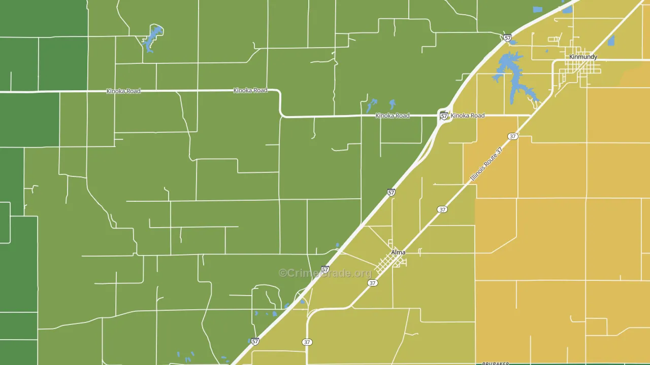 Alma, IL Map of Murder Rates