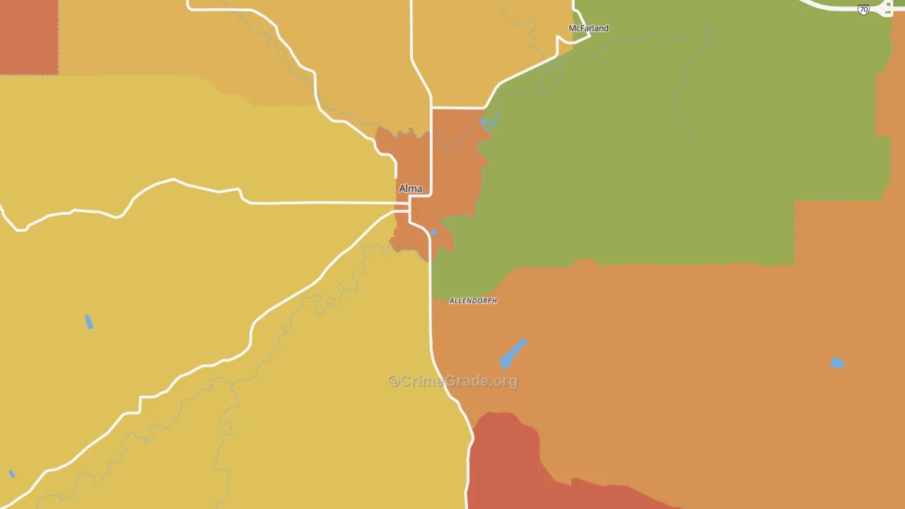 Alma, KS Map of Murder Rates