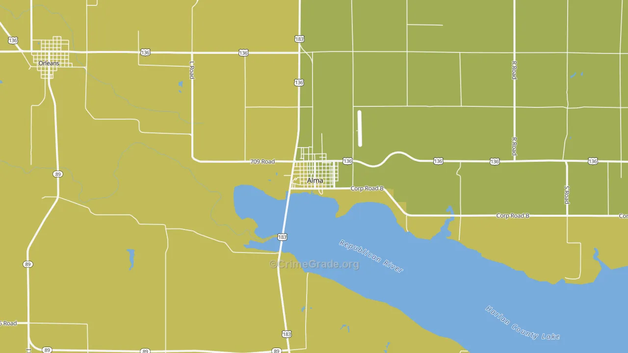 Alma, NE Map of Murder Rates