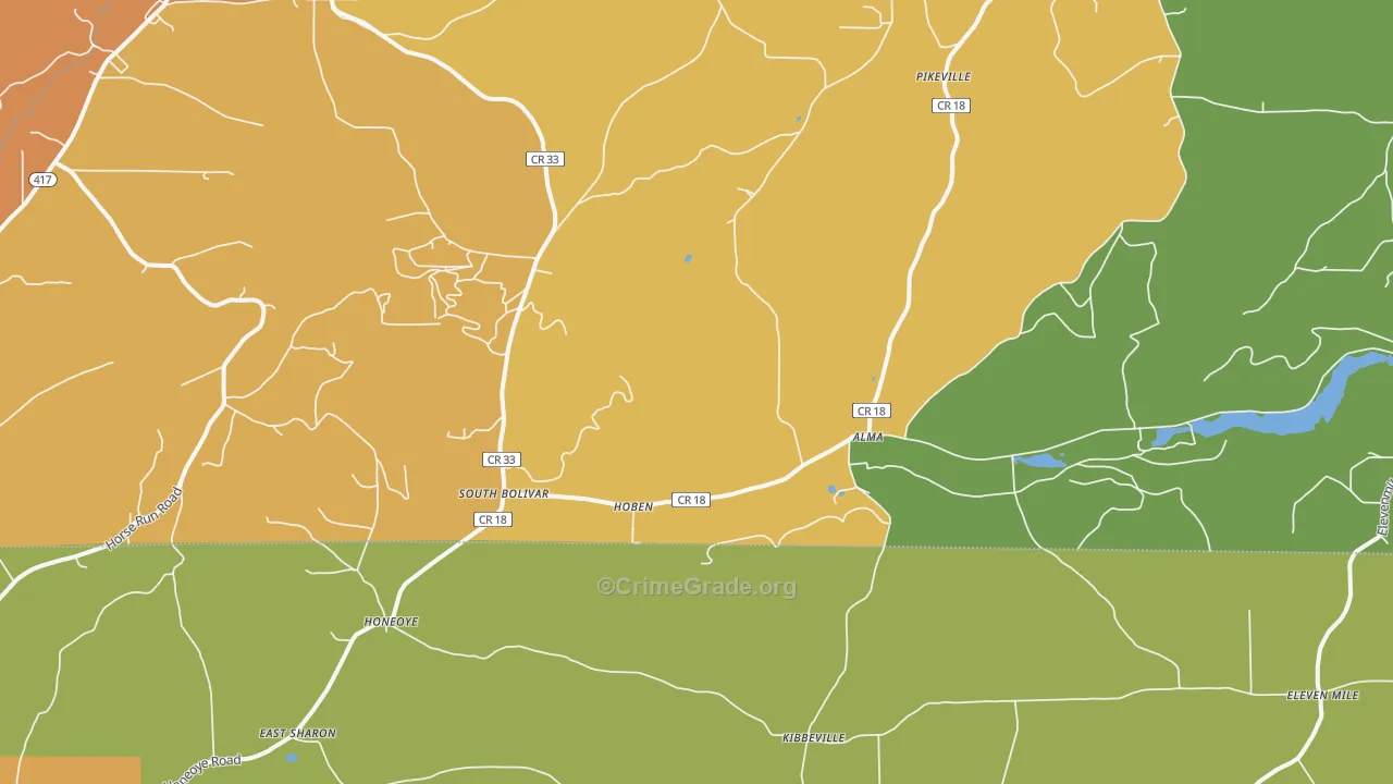 Alma, NY Map of Murder Rates