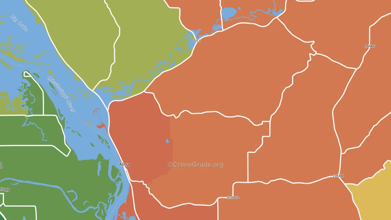 Alma, WI Map of Murder Rates